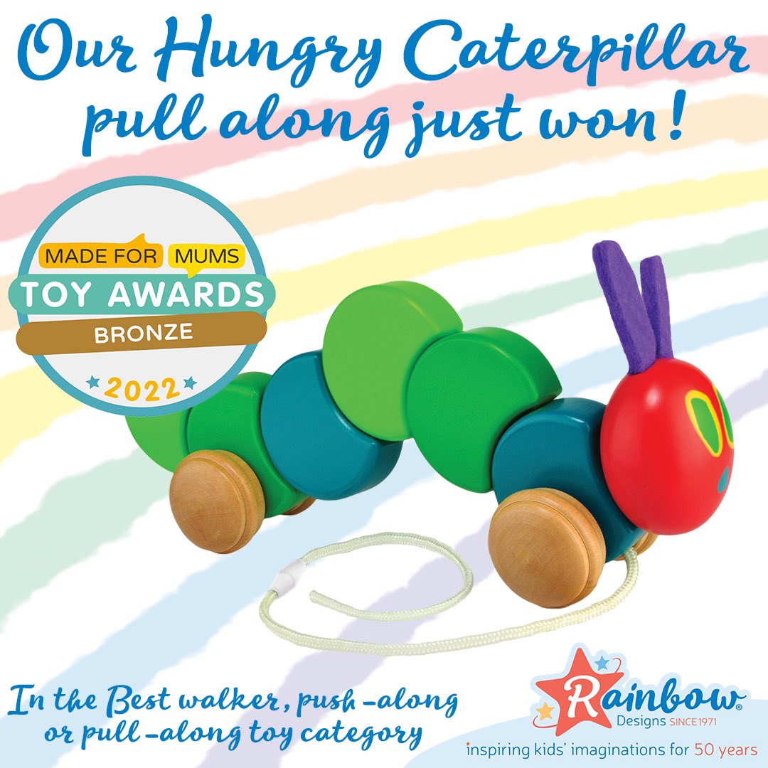 rainbowdesigns1's tweet photo. We’re very excited to announce that our Very Hungry Caterpillar Wooden Pullalong toy has been given a Bronze award in the Made for Mums Toy Awards! @MadeForMums @WorldEricCarle @RocketLicensing 

#veryhungrycaterpillar #theveryhungrycaterpillar #woodentoys #madeformums https://t.co/1LkFTroNSm