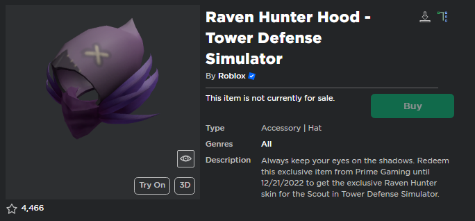 Tower Defense Simulator - Prime Raven Scout 