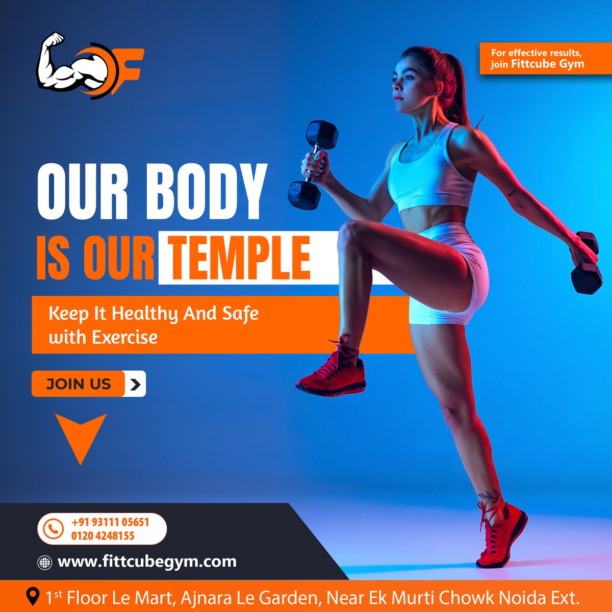 fittcubegym's tweet photo. You should worship your body as a temple. It implies that you should exercise on a regular basis and get enough rest each night. 
Call ☎️ at : +91 9311105651, 0120 424 8155
Visit Our Site: https://t.co/n7A5VIt9cW
.
.
#fittcube #fittcubegym #fitness #workout #motivation #gymlife https://t.co/zBQ1S5gnO4