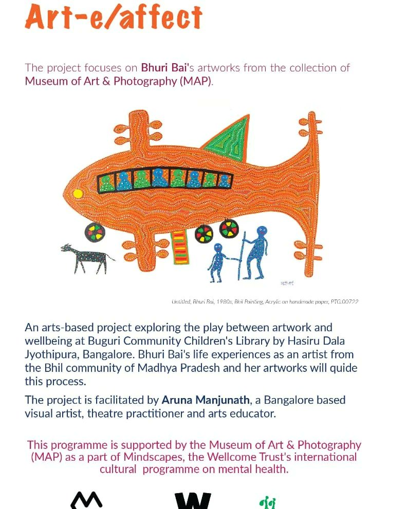 Hasiru_Dala's tweet photo. We invite you to a showcase of Art-e/affect : An arts-based project exploring the play between artworks and wellbeing at #Buguri Community Library by Hasiru Dala.
Date: Saturday, 22nd October 2022
Venue: Buguri Community Library, FCI godown road, Jyothipura
Time: 2pm to 4 pm https://t.co/SEjKN4l8zZ