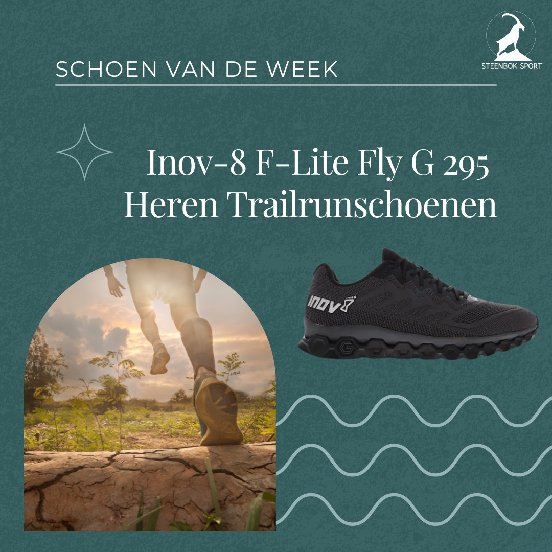 steenboksport's tweet photo. Ontworpen voor explosieve snelheid, grip en comfort, deze week dan ook de schoen van de week

De Inov-8 F-Lite Fly G 295 Heren Trailrunschoenen levert 25% meer energieteruggave

#SteenbokSport #GenietAlsJeDurft #Inov8 #fliteflyg295 #Trailrunning #Schoenvandeweek https://t.co/yKa1u4hPDW