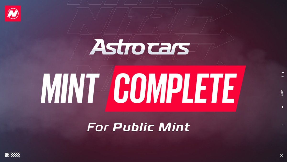 nitroleaguegame's tweet photo. Racers, our Public #AstroCar mint is officially CLOSED ❌
Congratulations to everyone who managed to secure a new ride during the mint!
Miss out? Only place to get these will be on the secondary market
#NitroLeague #NitroArcade #NFT #PlayToOwn https://t.co/8jjxfm2eRY