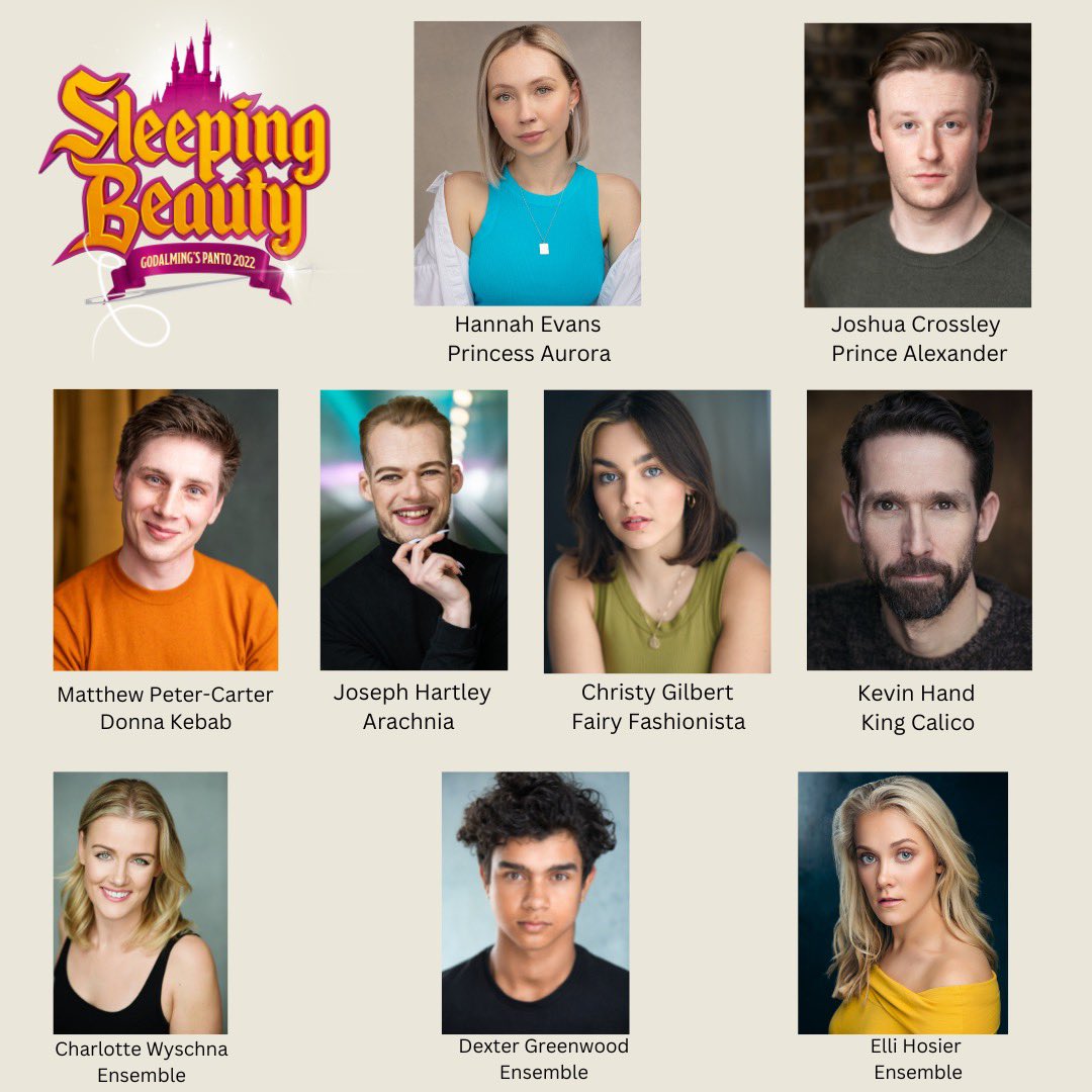 The cast of Sleeping Beauty - announced! 
The professional cast, with countless stage and screen credits, includes Joshua Crossley, Hannah Evans, Christy Gilbert, Kevin Hand, Joe Hartley and Matthew Peter-Carter with Dexter Greenwood, Elli Hosier and Charlotte Wyschna as Ensemble
