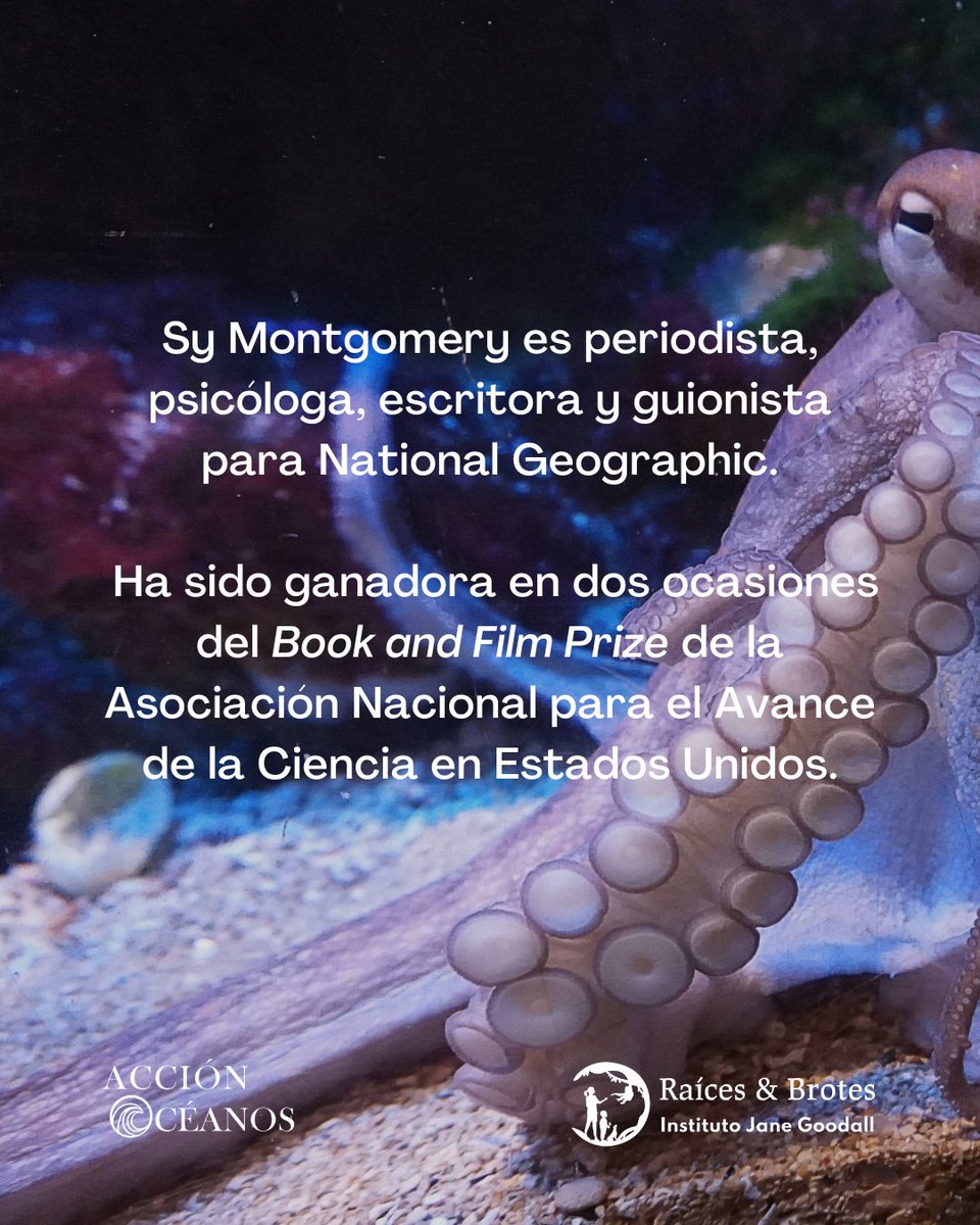 RaicesyBrotes's tweet photo. Sy Montgomery es una naturalista alemana que ha dedicado su vida a conocer y cuidar a animales del mundo entero.
#StopOctopusFarming #NoALasGranjasDePulpos #SalvarALosPulpos #SaveTheOctopus #AccionOceanos #RaícesyBrotes https://t.co/mNpmwGfF1X