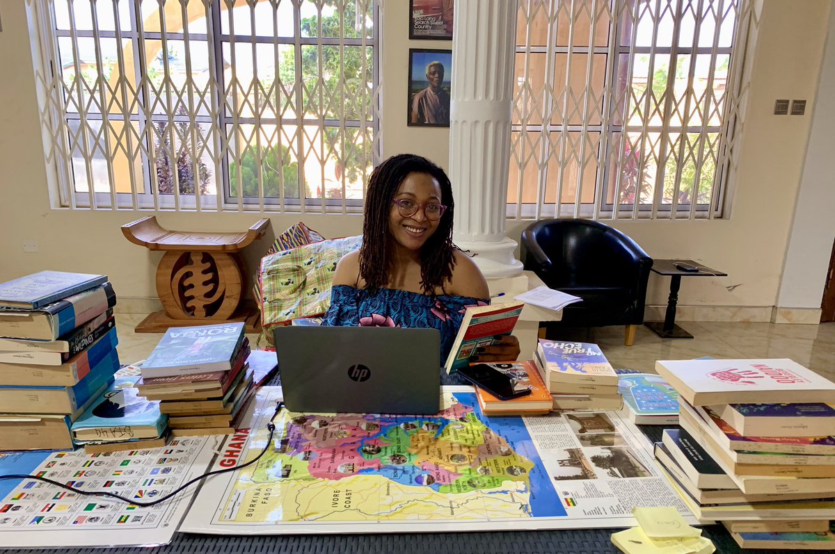 loatad_org's tweet photo. Guess who’s back, Pt 2: Our digital &amp; #wawresidency is the gift that keeps on giving! Akwaaba @JUSTADACHI 🇳🇬 Ada is back at LOATAD to help arrange books for the new #MUDLibrary in Nsutam constructed by our partners Archifair 🇦🇹 &amp; Hive Earth 🇬🇭&amp; to help train community librarians https://t.co/heSMWghxcE