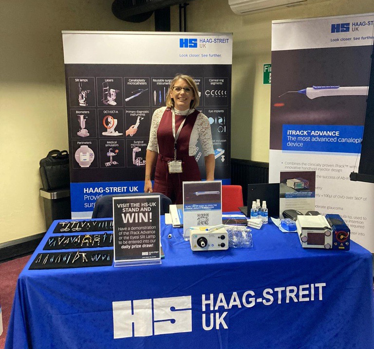 HS_UK's tweet photo. HS-UK are all set up this morning at the #UKEGS conference. Visit us on our stand for a demonstration of the iTrack Advance or Eyesi Slit Lamp to be entered into our fantastic prize draw! @glaucoma_uk #competition #HSUKEvents https://t.co/ZVvjkS6GVZ