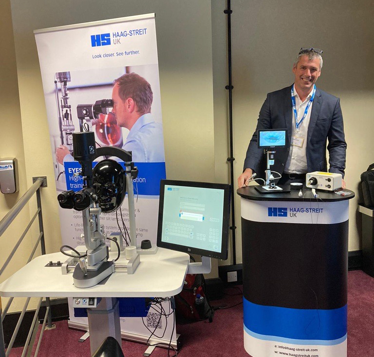 HS_UK's tweet photo. HS-UK are all set up this morning at the #UKEGS conference. Visit us on our stand for a demonstration of the iTrack Advance or Eyesi Slit Lamp to be entered into our fantastic prize draw! @glaucoma_uk #competition #HSUKEvents https://t.co/ZVvjkS6GVZ