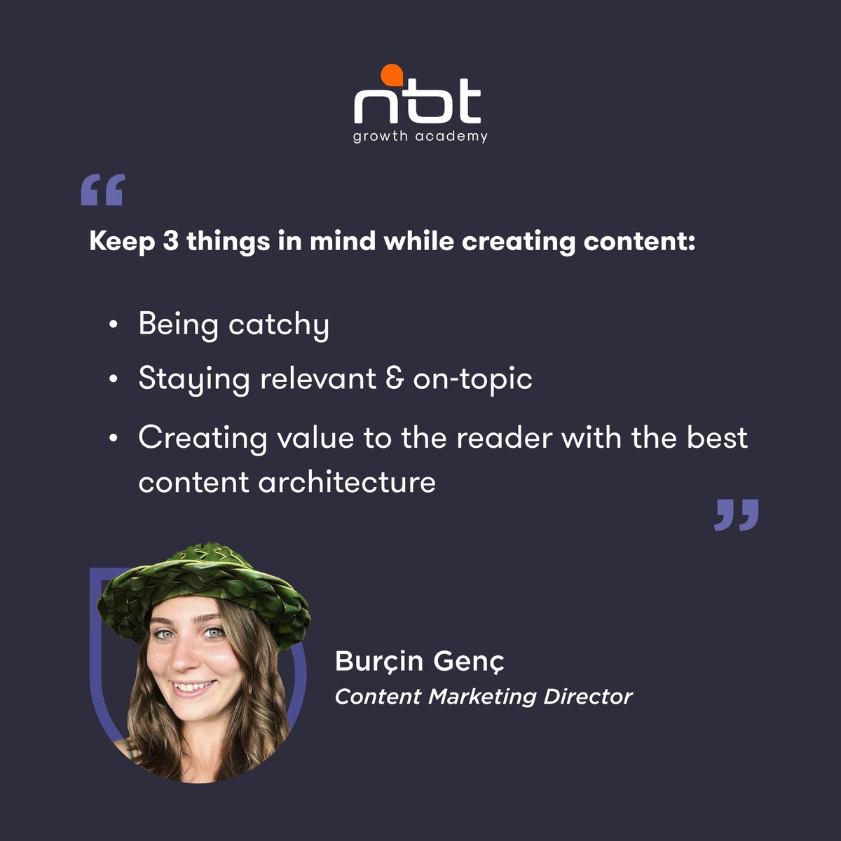 NBT_academy's tweet photo. Content marketing is the key go-to strategy for online visibility. Still, creating content is that easy. ✍️🤯

To understand the core of content creation, we asked our Content Marketing Director Burçin Genç about the three things she always considers while creating content. https://t.co/lnlST0Vk3X