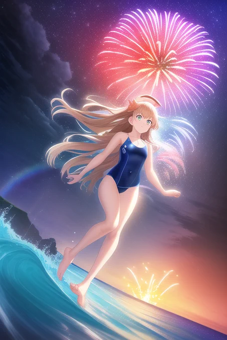 うーむ、ラッセンみたいな画風が出来たけど、背景情報を凝り出すとキャラ造形が崩壊する傾向があるな。難しい。#NovelAI 
