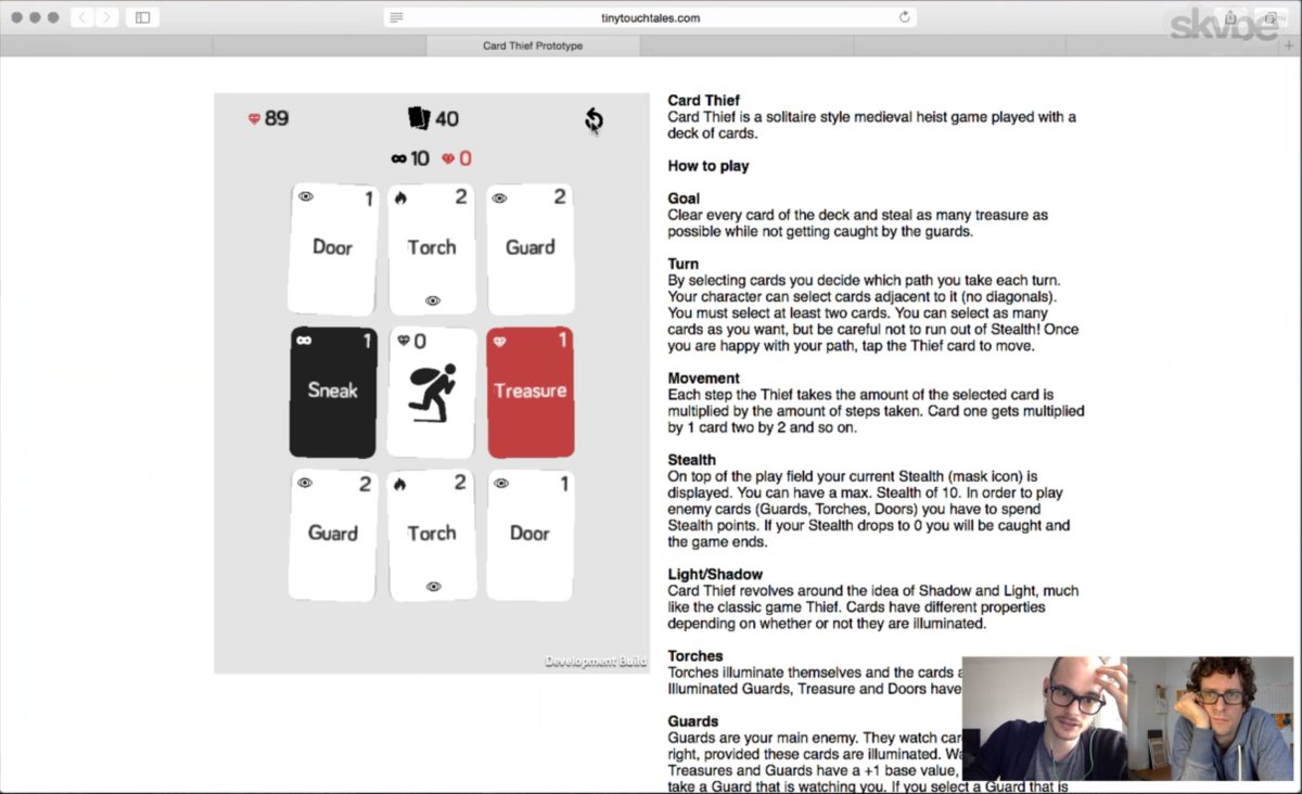 tinytouchtales's tweet photo. Ha! Nice #CardThief throwback - probably around 2016. I'm franticly explaining the games idea to a confused @pigsell. 😂 https://t.co/6pqYN2YXZ3