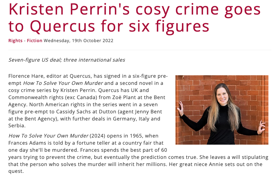 I could not be more excited about this! I'm so happy to welcome @Kristen_Perrin to @QuercusBooks and to be able to shout about the brilliant HOW TO SOLVE YOUR OWN MURDER!