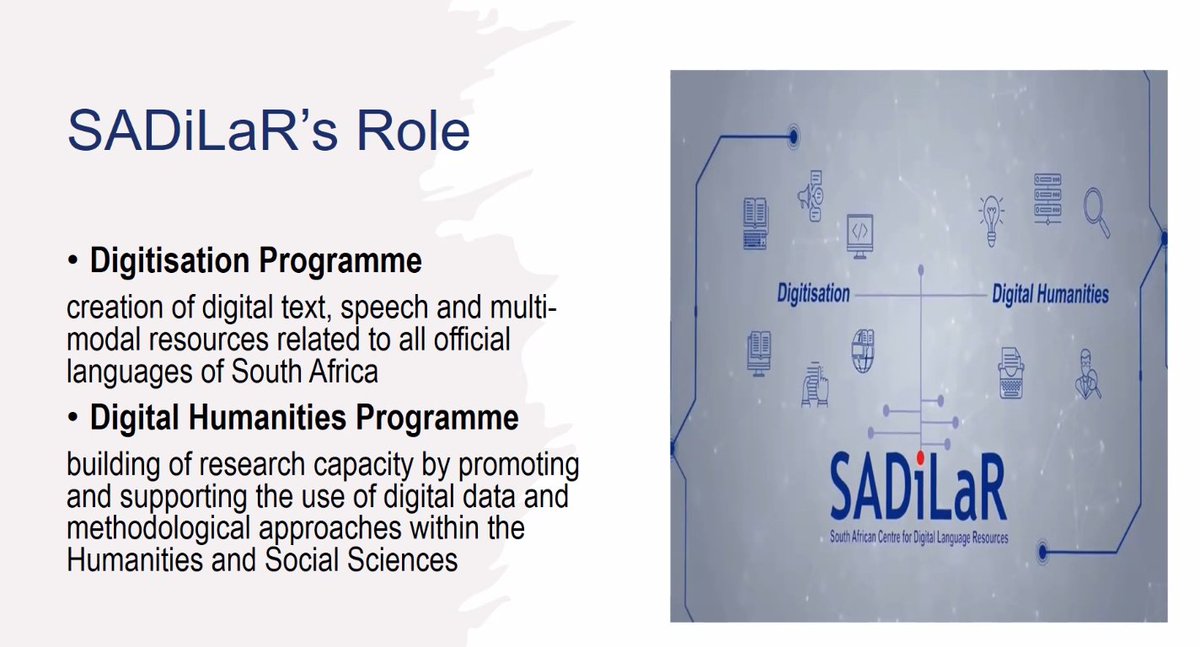 SADiLaR (@sadilar_za) on Twitter photo Thanks to <a href="/RoowyM/">Rooweither Mabuya</a> presenting on what we, at SADiLaR, do to support #digitalhumanities in SA. We focus on building capacity and a community of practice. <a href="/DHCSSza/">Digital Humanities & Computational Social Sciences</a> Thanks to <a href="/RoowyM/">Rooweither Mabuya</a> presenting on what we, at SADiLaR, do to support #digitalhumanities in SA. We focus on building capacity and a community of practice. <a href="/DHCSSza/">Digital Humanities & Computational Social Sciences</a>