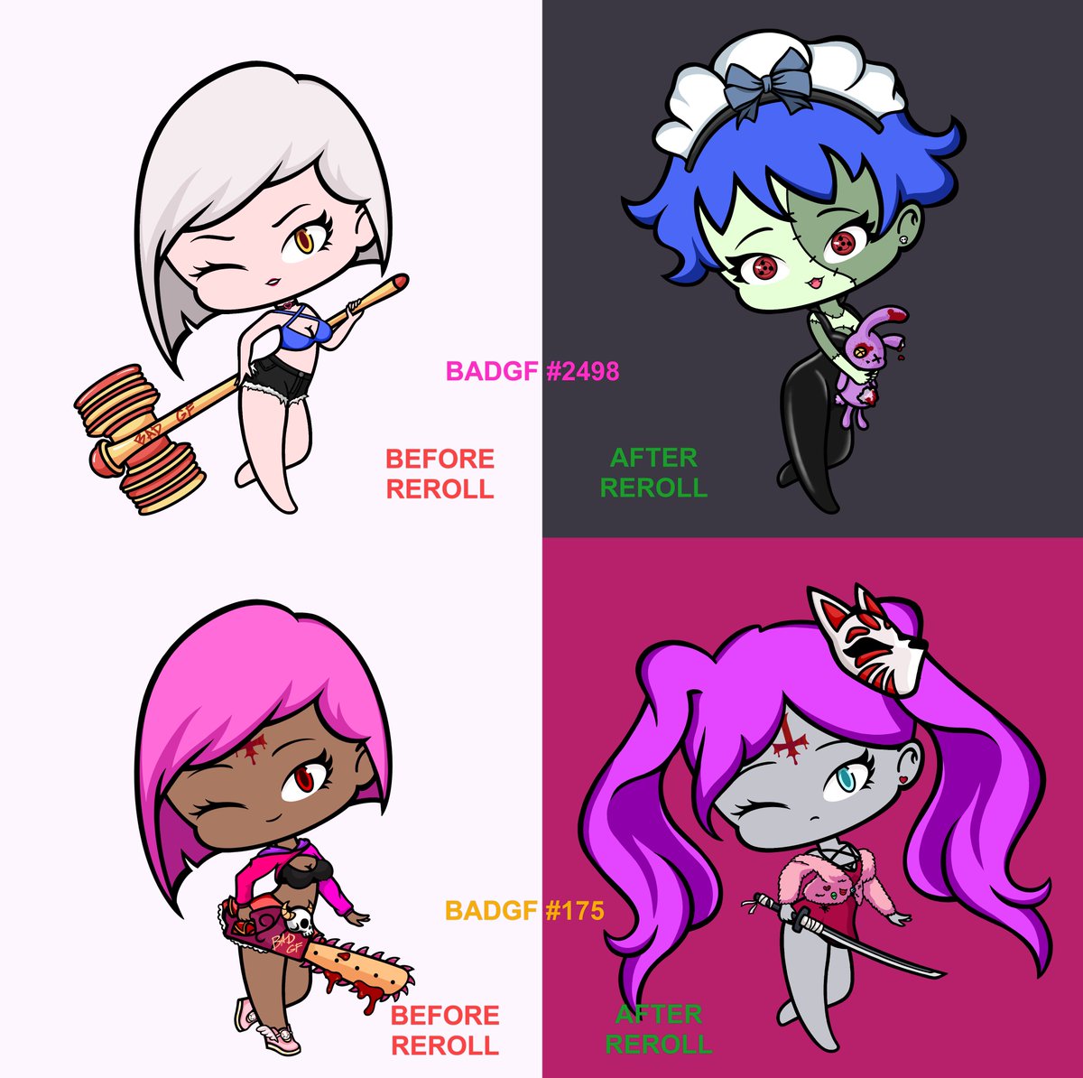 imconfused's tweet photo. @badgfproject These were some amazing rerolls!!! ๐ฅ๐ฅ Sooo glad I pinned some traits too - turned out amazing!! #BADGF
@Hope_ology @shoogdadi https://t.co/YszrEf1Aep