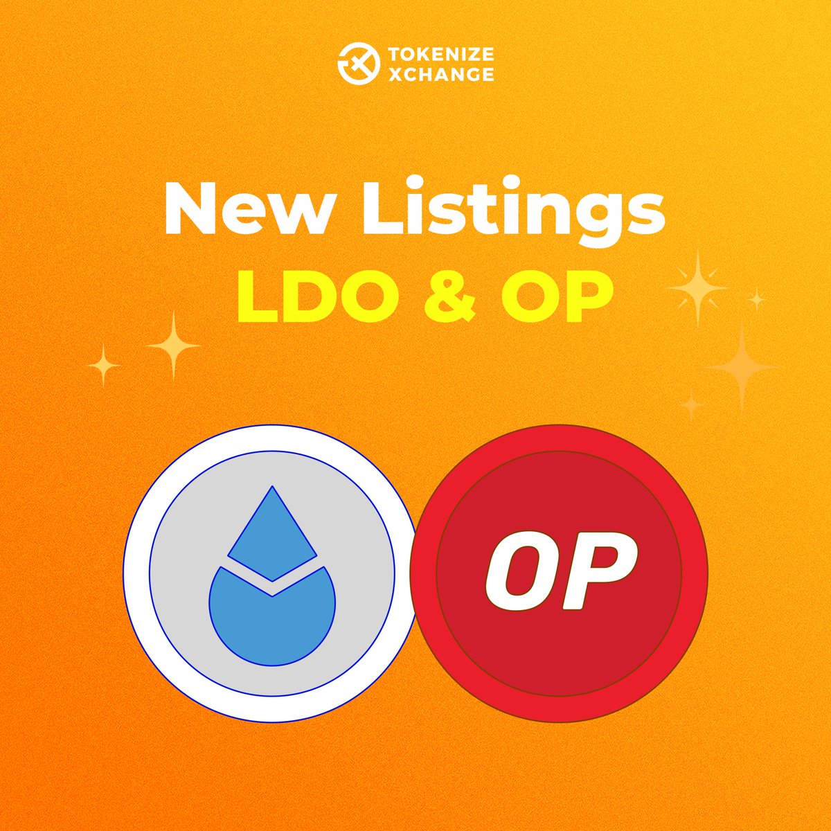 TokenizeXchange's tweet photo. 🚨Listing Alert 🚨

Tokenize Xchange will list $LDO &amp; $OP soon 🥳 

Let us know which other #crypto are you hoping to see? 

📌 More details: https://t.co/QnsWpfopcO https://t.co/3mJ9hTPxE6