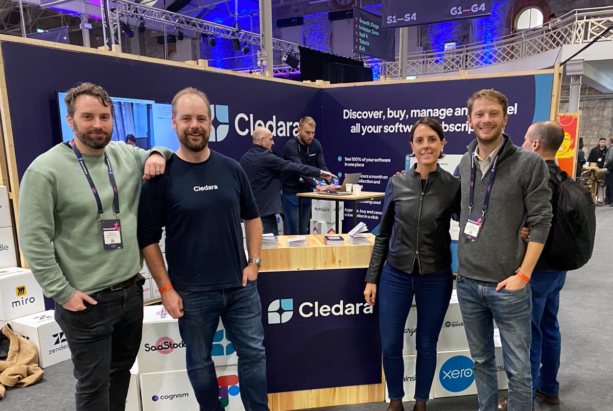 🎉 Celebrating the 3️⃣ year anniversary of when @NautaCapital and @Cledara first met, reunited back at #Saastock22! Come find me and @duettmann or try the VR SaaS management experience with @BradvanL and @CrisVilaVives