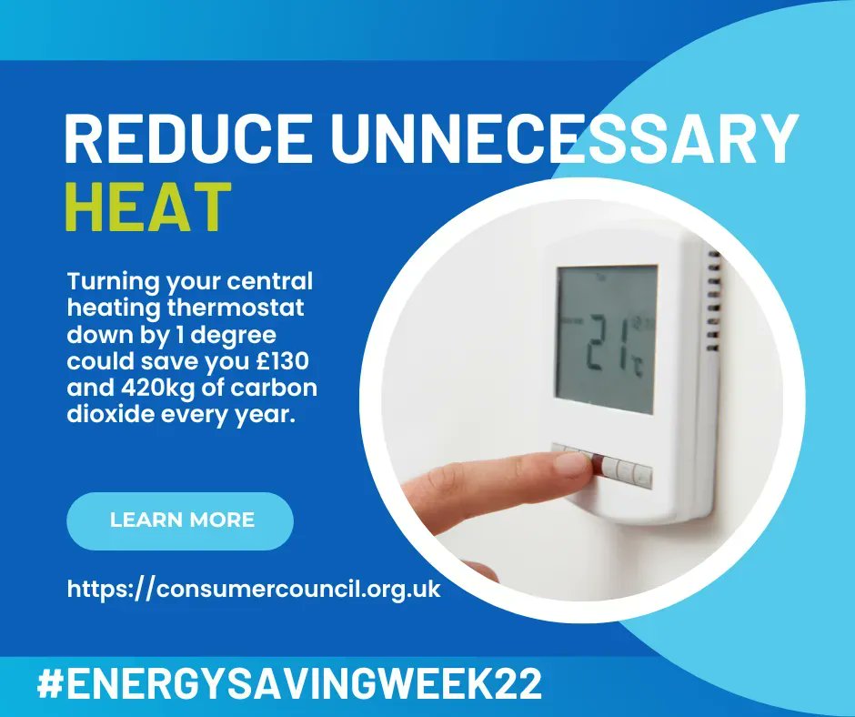 Did you know that turning your central heating thermostat down by 1 degree could save you £130 and 420kg of carbon dioxide every year? #EnergySavingWeek22 #NIFHAxESW