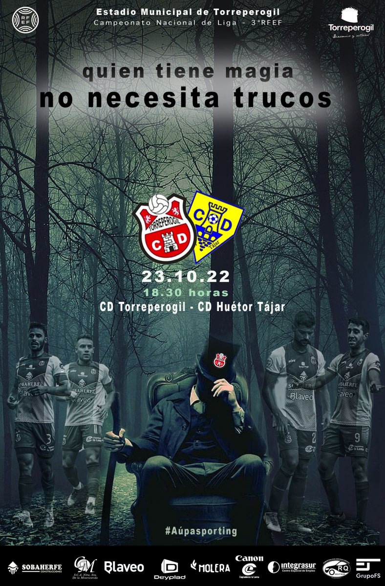 📣 ¡El próximo partido será en CASA!
🆚 <a href="/CDHuetorTajar/">CD Espárrago de Huétor Tájar💛💙</a> 
 📍 Estadio Municipal de Torreperogil 
📆  Domingo 23 de octubre
⏲ 18:30 horas
🏟 Partido de Abono

#HuétorTorreperogil | #Aúpasporting |