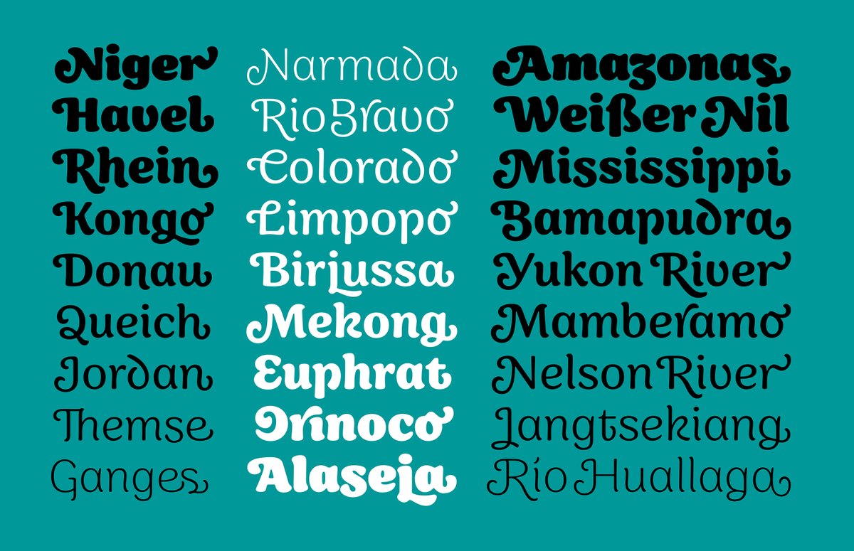 Lots of typefaces with a soft warm feel and 1970s overtones came out in recent years (see
fontsinuse.com/sets/10475/sof…)
Sirenia by <a href="/Floodfonts/">Felix Braden</a> is a mature addition, with cursive details, lots of swash alternates, and a look reminiscent of melting chocolate. floodfonts.com/sirenia/