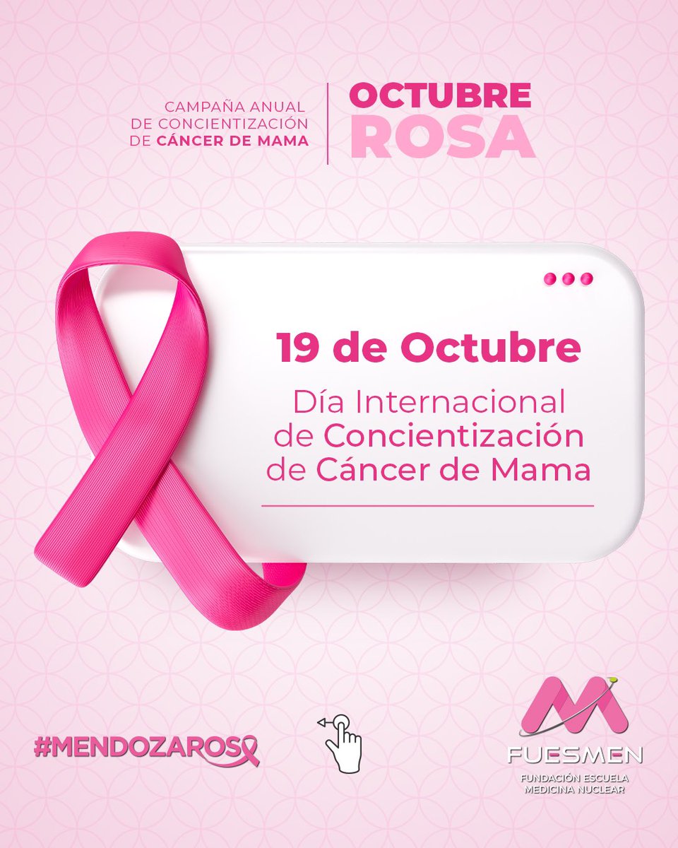 19 de Octubre . Día Internacional de Concientización de Cáncer de Mama
1 de cada 8 mujeres tendrá cáncer de mama. Estar bien informada y realizar tus controles periódicos es una gran herramienta contra esta enfermedad.
#ca #mendozarosa #mama #mamografía #salud #mujer #mendoza