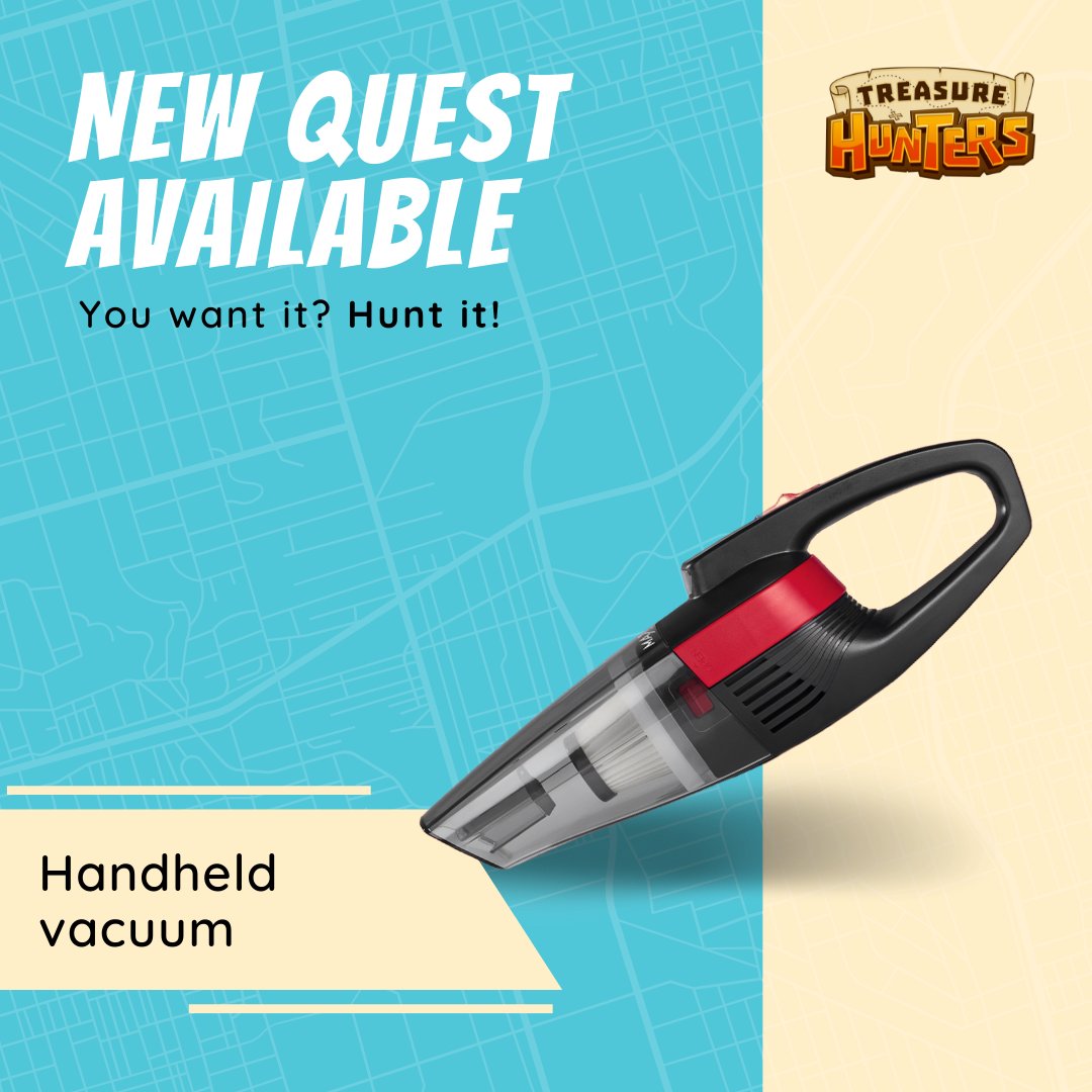 🎁 New quest - Handheld vacuum 🎁

 With this portable vacuum cleaner, you can easily access high areas, between sofa cushions or use it to clean your car.

#newquest #vacuum #treasurehunters #mobilegames #youwantithuntit