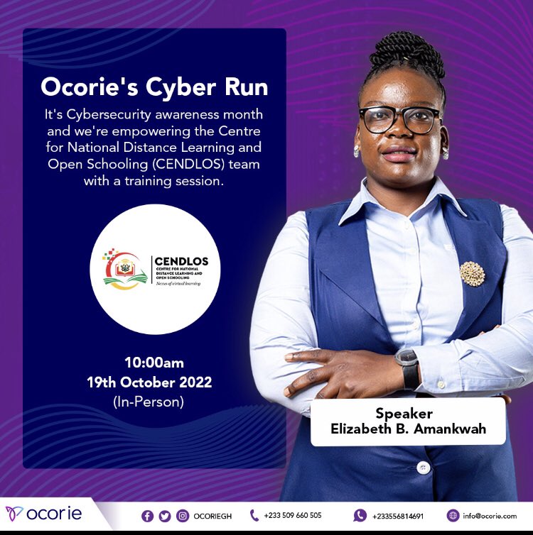 ocoriegh's tweet photo. The #CyberSecurity preachers are on the road again. This time we engage team CENDLOS. No team left out on our crusade of getting people informed on cyber security. #CyberSecurityAwarenessMonth https://t.co/OQKDkejOzM