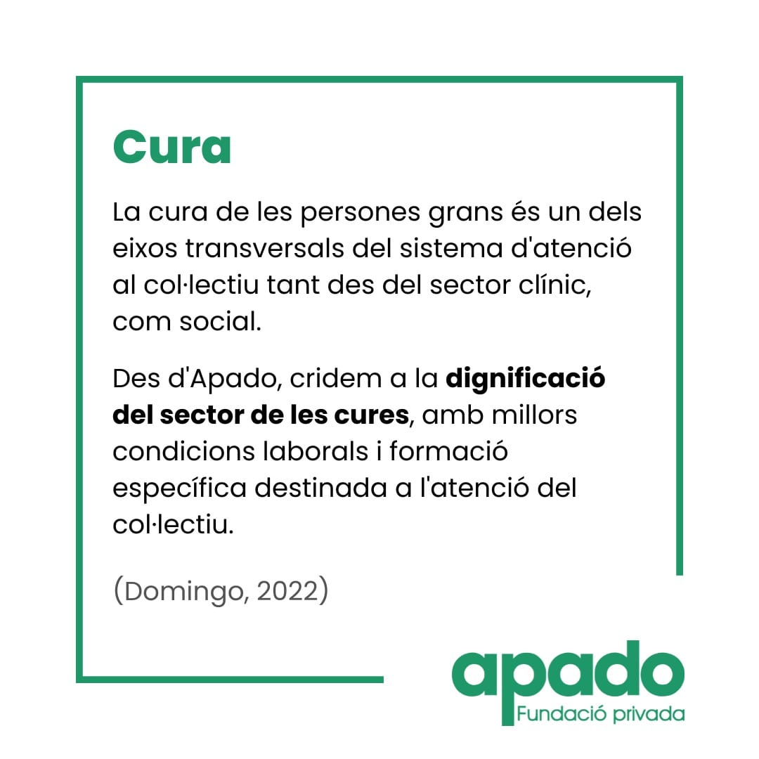 fundacioapado's tweet photo. Seguim amb la nostra línia de resposta als problemes de salut mental de les persones grans.
La cura, i la necesitat de l'atenció integrada tant a nivell social com sanitari.
Des d'Apado, crèiem prioritària la dignificació dels llocs de treball relacionats amb l'atenció directa. https://t.co/S3MwEjklEB