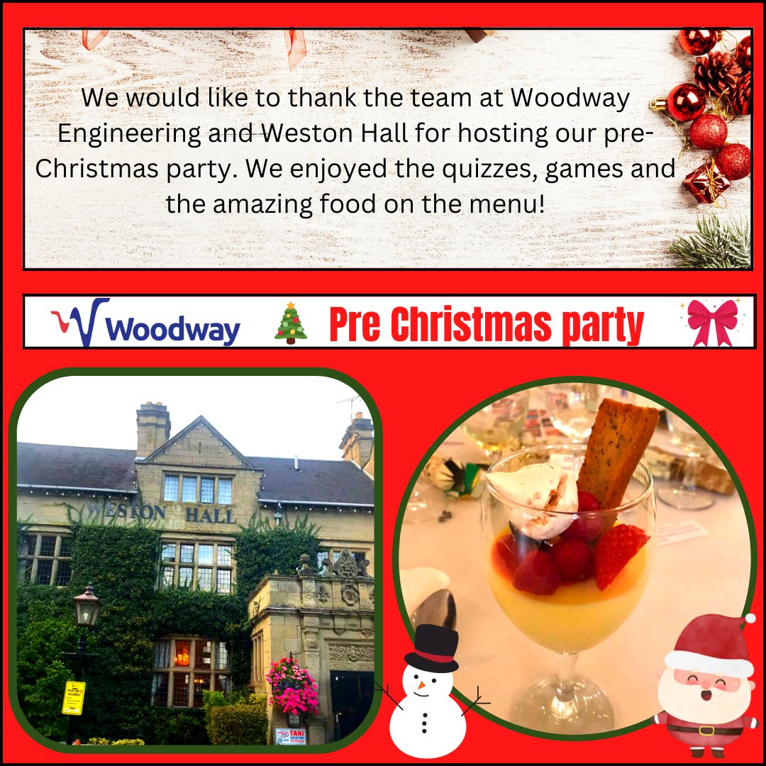 We enjoyed our team meal at Woodway Engineering. Are you ready for Christmas? #wednesdayvibes #woodwayengineering #christmasmood #teamwork  #westonhall