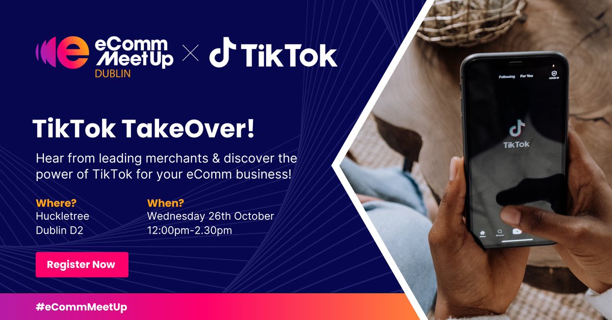 eComm_Live's tweet photo. There's just one week to go until our #eCommMeetUp x TikTok event in Dublin! ⏰

Don't miss this unique opportunity to hear TikTok insights directly from fantastic brands like @gympluscoffee, @bperfectcosm, @statsports &amp; @We_Are_Riley! 👏

Register now 👉 https://t.co/BTT6Qb3DNV https://t.co/o8Edszf3hf