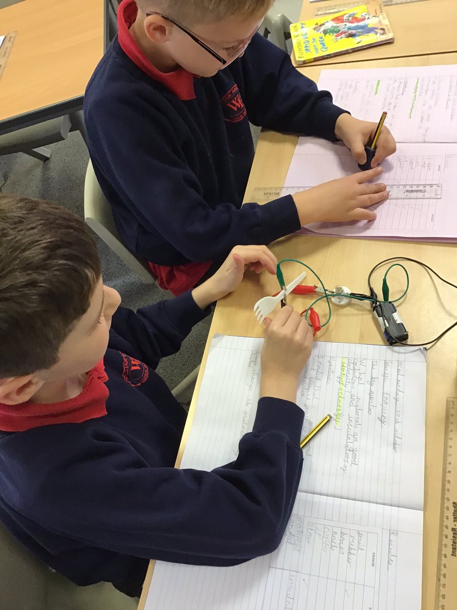 WBJYear5's tweet photo. Testing today which materials are good conductors and insulators  for electricity @WBJJuniorSchool #wbjscience https://t.co/BoZ6741gDj