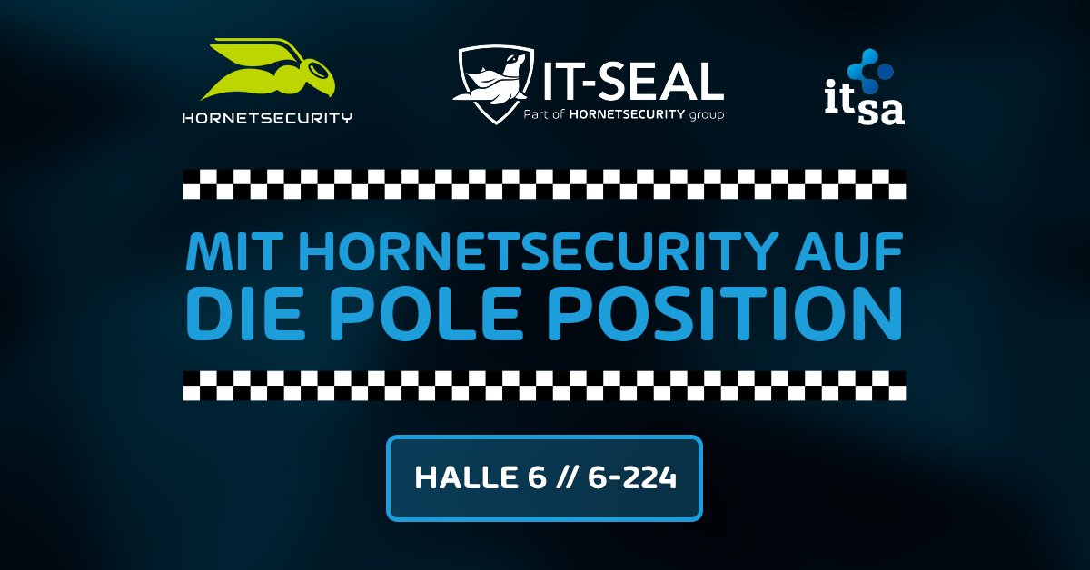 IT-Seal (@it_seal) on Twitter photo In einer Woche gehen wir mit <a href="/Hornetsecurity/">Hornetsecurity</a> auf die Pole Position! Das erwartet Dich alles auf der #itsa: Alex Wyllie, #ITSeal Co-Founder, hält am 25.10. einen spannenden Vortrag! Adrenalin pur: Die Hornetsecurity E-Kartbahn! Jetzt Ticket sichern: eu1.hubs.ly/H01-HGr0 In einer Woche gehen wir mit <a href="/Hornetsecurity/">Hornetsecurity</a> auf die Pole Position! Das erwartet Dich alles auf der #itsa: Alex Wyllie, #ITSeal Co-Founder, hält am 25.10. einen spannenden Vortrag! Adrenalin pur: Die Hornetsecurity E-Kartbahn! Jetzt Ticket sichern: eu1.hubs.ly/H01-HGr0