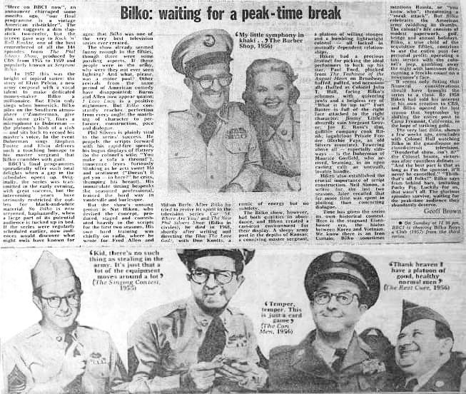 Ernie to Joan: 'My little symphony in khaki!' Can anyone identify the broadsheet and year? #philsilvers #bilko #comedy #museums #Newspaper