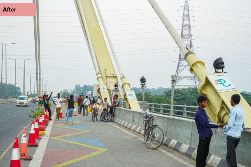 savelifeindia's tweet photo. Last week, we launched India's first #TacticalUrbanismTrial on a bridge, #SignatureBridge, to prevent road crashes and save lives. We thank our partners @DDC_Delhi, @BSESdelhi, @TransportDelhi, @Dtptraffic, @delhiPWD, @dttdc, Design Co:Lab and @Urban_Catalysts for their support. https://t.co/YclaSOtj0k