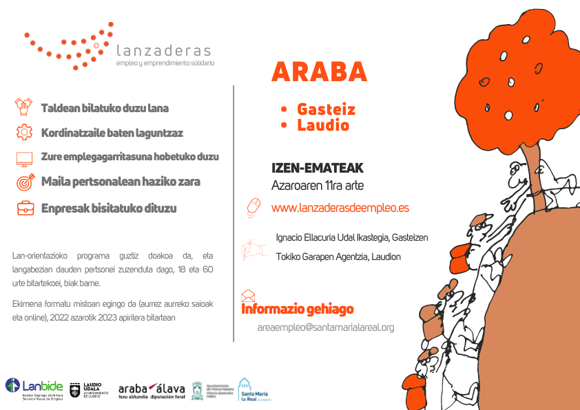 🙋‍♀️🙋‍♂️ Buscamos personas en #desempleo de #Vitoria y de #Llodio para participar en próximas #LanzaderasDeEmpleo 👩‍💼👨‍💼 👉Contarán con #asesoramiento para #BúsquedaDeEmpleo, 📊 modernizarán su #currículum; 🗣️ ensayarán #entrevistasy contactarán con #empresas. bit.ly/3e1W1TQ