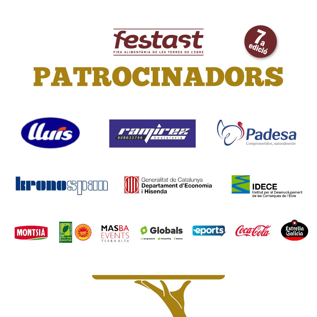 🙌Gràcies als nostres patrocinadors i col·laboradors!
Sense ells la sèptima edició de #Festast no hauria sigut possible!

Ens veiem del 21 al 25 d’octubre! 

#Festast2022 #firatortosa #ajuntamentdetortosa #Tortosa #gastronomia #horeca #patrocinadors
