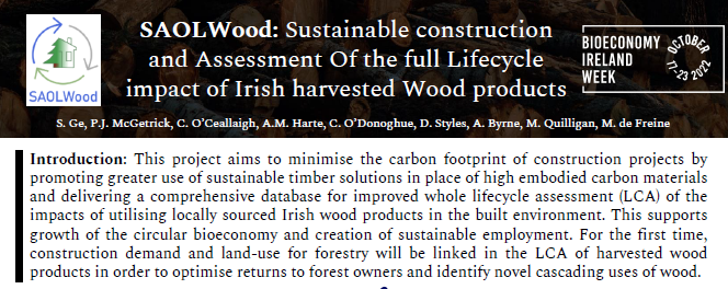 TERG_UniGalway's tweet photo. At the launch of Bioeconomy Ireland Week 2022 @TERG_UniGalway members presented projects on #circulareconomy. 
#PhD student Song Ge presented @SAOLWood and Prof. Annette Harte #InfutureWood
Find further information on all our ongoing research at https://t.co/u9mVliL6HG https://t.co/wQzujekmyD