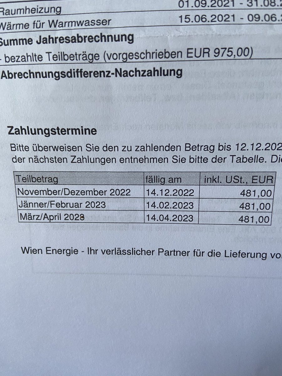 Es ist noch Ärger als ich gedacht habe .. 481 Euro eine Teilzahlung … das schaffe ich absolut nicht ..! @KolbaPeter @BgmLudwig @SP_Wien das ist unleistbar..! Einfach nur noch irre ..!