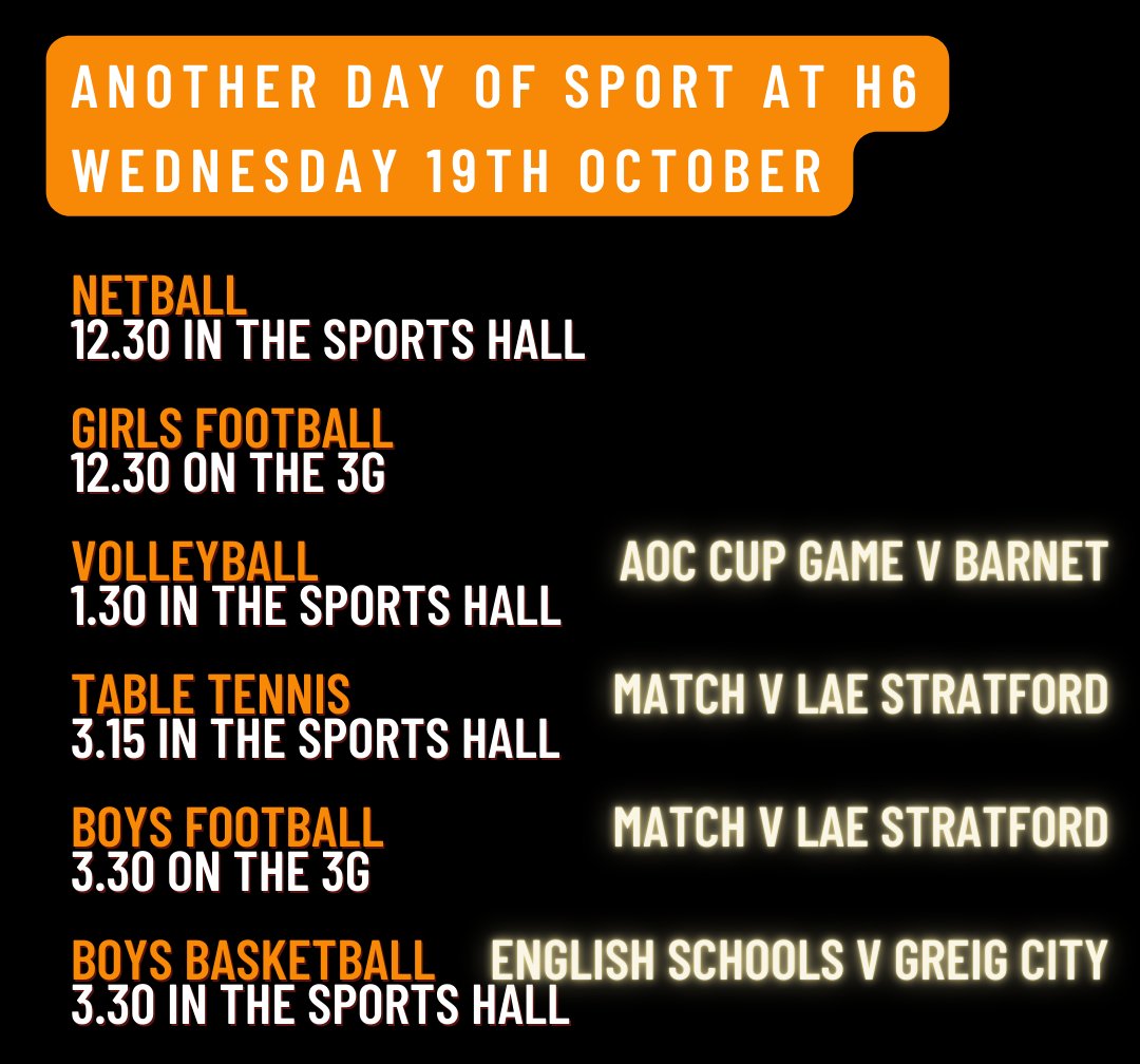 H6Sport's tweet image. Another huge day of Sport at @Haringey6thForm today.
2 training sessions, and 4 matches.
Followed by Open Evening tonight.
Thanks Haringey 6th Form for supporting young people to take part in sport, from recreational level to our elite academies. @AoC_Sport @TalentedAthlete