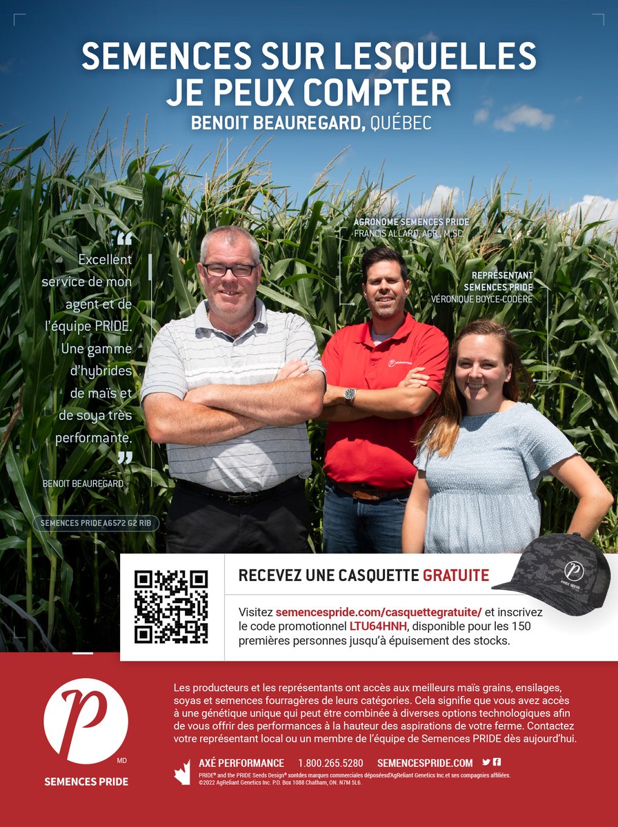 SEMENCESPRIDE's tweet photo. "Excellent service de mon agent et de l’équipe PRIDE. Une gamme d’hybrides de maïs et de soya très performante."
BENOIT BEAUREGARD, QUÉBEC

https://t.co/m3XMh5gkyq https://t.co/jvpizPoP4M