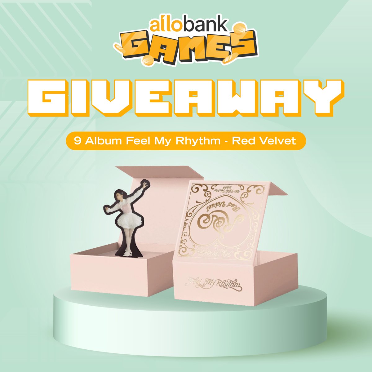 AlloBankID's tweet photo. ⚠️MEMANGGIL SELURUH REVELUV⚠️

Allo Bank mau bagi-bagi 9 album Feel My Rhythm - Red Velvet untuk 9 Reveluv!💃

Caranya? Gampang buangeeet! Cus cek rules dan T&amp;C-nya di bawah ini👇

#AlloBankBagiBagiAlbum https://t.co/zdsYlW60kq