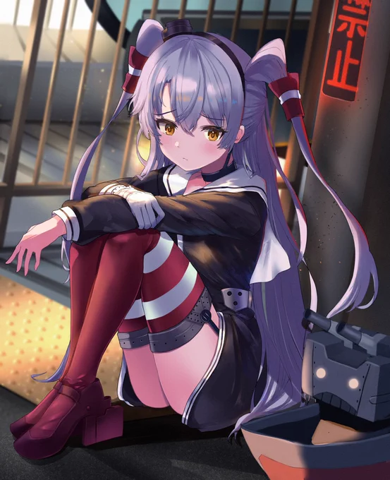 #艦これ #天津風進水日 天津風進水日おめでとう!これは現代のエスカレーター前で乗り方が分からず困っている天津風 