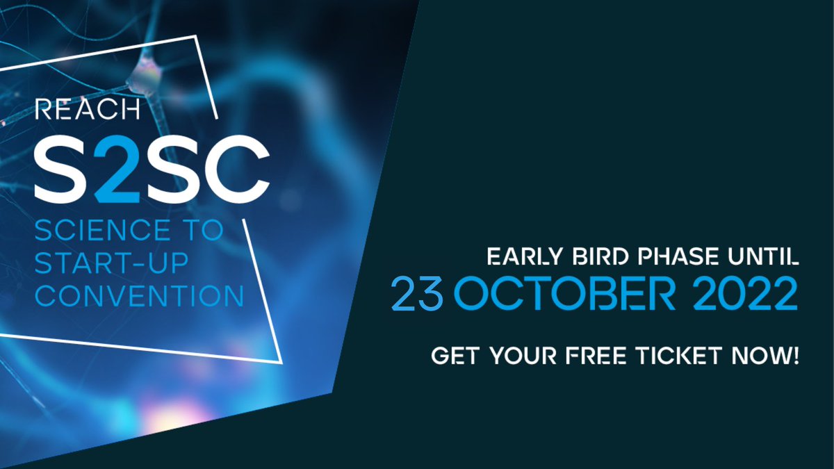 REACH_Euregio's tweet photo. 📢 Save your free early bird ticket now for our #Science to #Startup Convention on 10 November! The #S2SC brings together scientists, students and entrepreneurs to transfer scientific knowledge into practice. The ticket is free of charge until 23 October: https://t.co/dW5clSB8yo https://t.co/9AkECB0YPJ