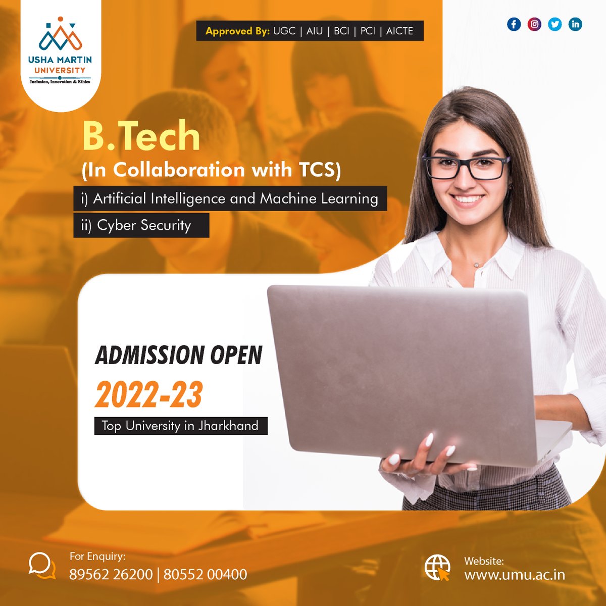 UshaMartinUnv's tweet image. 𝗕. 𝗧𝗲𝗰𝗵- 𝗖𝗼𝗹𝗹𝗮𝗯𝗼𝗿𝗮𝘁𝗶𝗼𝗻 𝘄𝗶𝘁𝗵 𝗧𝗖𝗦. Admission Open 2022. Apply Now: bit.ly/3ETdCID
#ushamartinuniversity #topuniversity #collaborationwithibm #btechinartificialintelligence #cybersecurity
