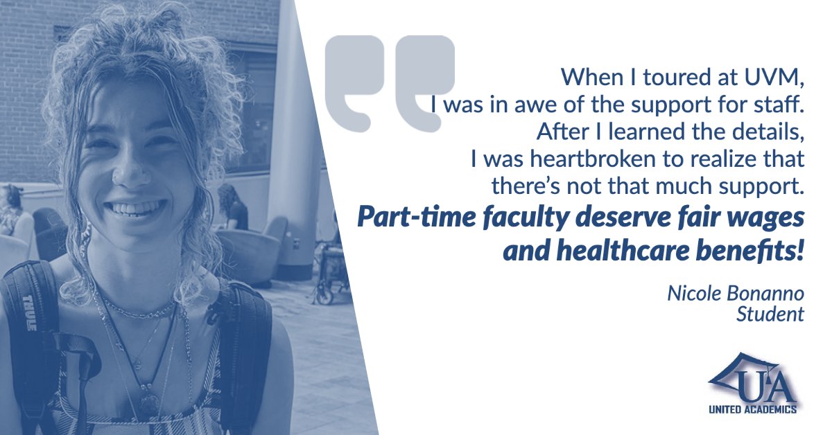 "When I toured at UVM, I was in awe of the support for staff. After I learned the details, I was heartbroken to realize that there's not that much support." -Nicole Bonanno (student) 
actionnetwork.org/letters/liveab… 
#faircontractnow @aaup <a href="/AFTHigherEd/">AFT Higher Ed</a>