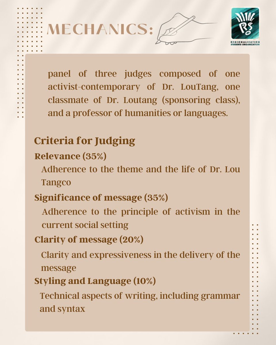 RsoUpmed's tweet photo. RSO invites the UPCM currently-enrolled LU3-LU7 students to participate and reflect on our why’s and mission to serve the underserved through taking inspiration in Dr. Lou Tangco’s words and life. 

We look forward to your participation! (1) https://t.co/4eJ9uj2U2F