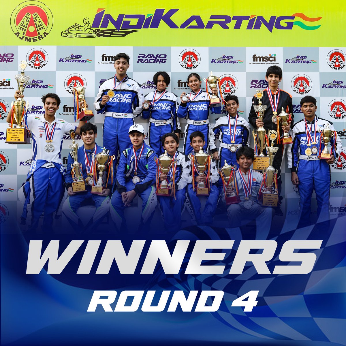 IndiKarting's tweet photo. After a fierce competition and a tough battle these are our Pro Karting Round 4 race Winners.
Congratulations to all of them 🔥

#Prokartingrace #Indikarting #Motorsports #Mumbai https://t.co/gYFuexLwUa