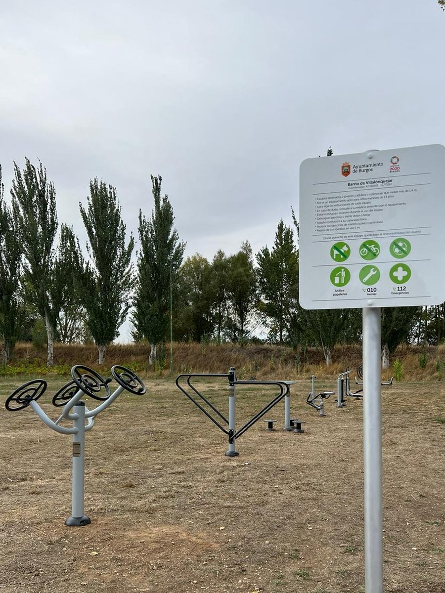 Aytoburgos's tweet photo. Ya está operativo el nuevo parque #biosaludable en el barrio de Villaloquéjar, que se suma a las otras veinte instalaciones en distintos barrios de #Burgos
✅8 elementos
✅Inversión municipal 9.350 € https://t.co/ORplhinFbn
