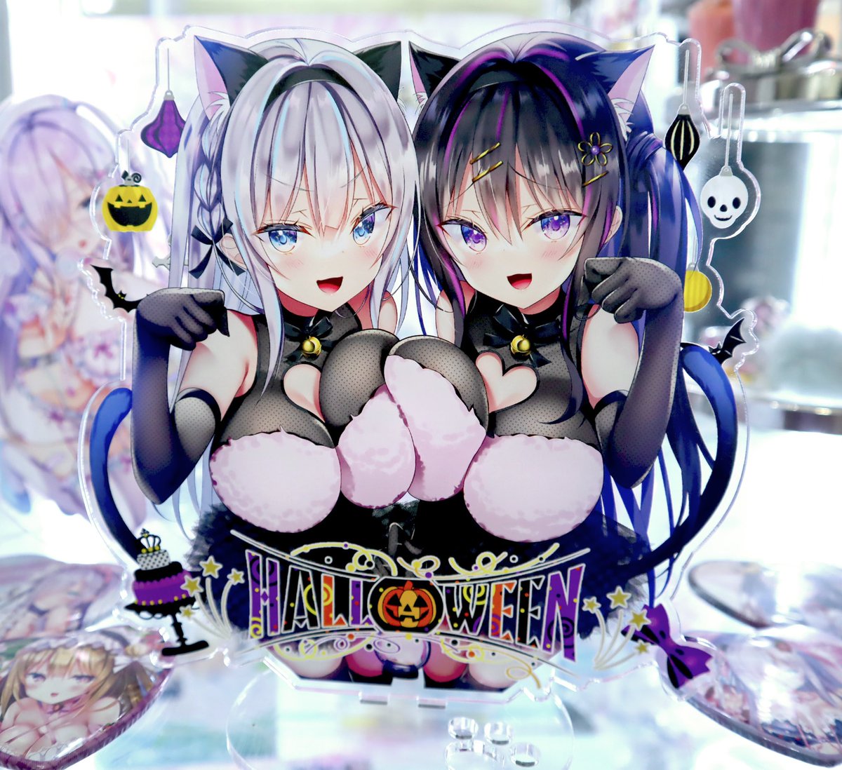 コミ1で出す黒猫ハロウィン幼なじみちゃんずのアクリルスタンド🐈‍⬛✰⋆。:゜・*☽*゜ 