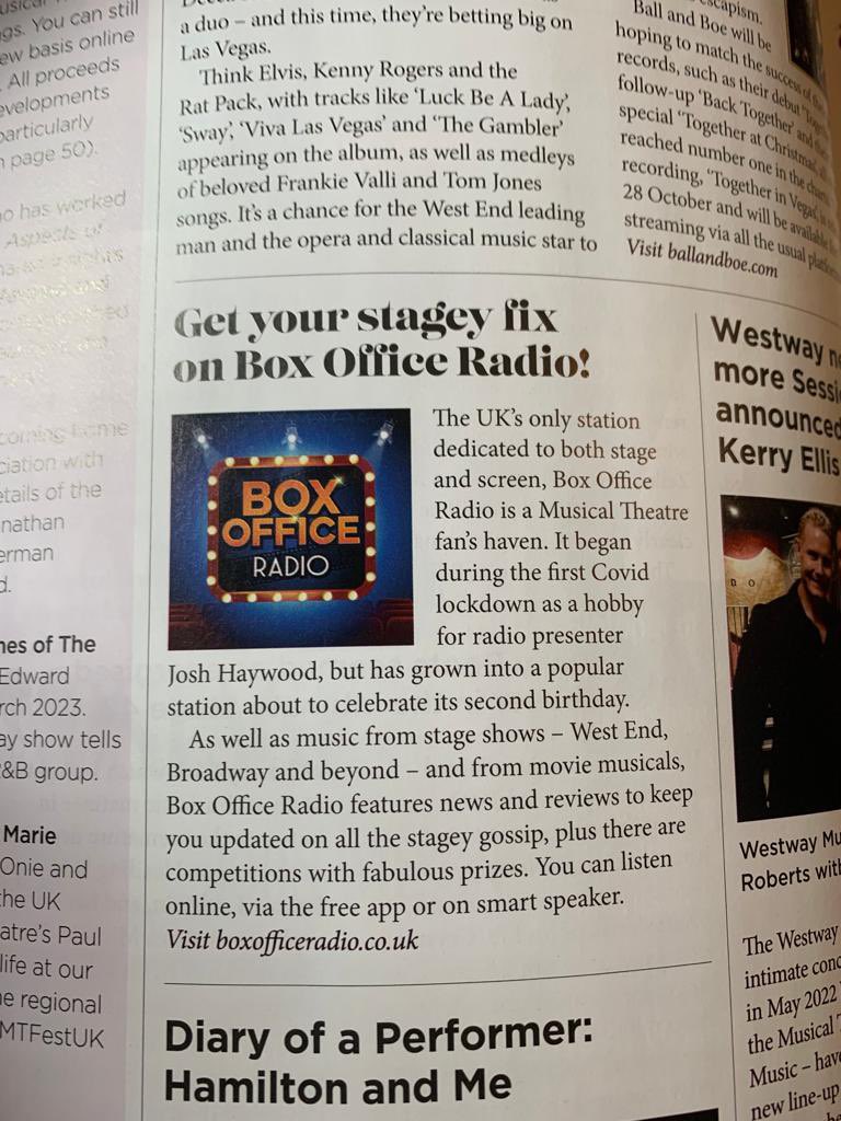 BoxOfficeRadio's tweet photo. Check us out in the brand new @MusicalsMag ! #BoxOfficeRadio https://t.co/BgBM5HmTEa
