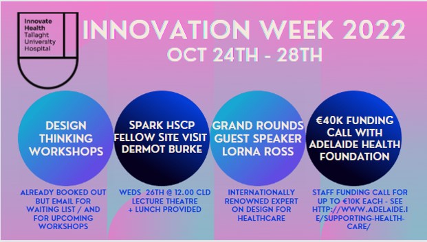 Innovate Health Tallaght University Hospital (@innovatetuh) on Twitter photo Looking forward to Innovation Week next week. Lots happening in TUH! Stay tuned for a staff competition. Check out new initiatives funding now open with <a href="/AdelaideHealthF/">Adelaide Health Foundation</a> Come and hear our guest speakers @dburkephysio <a href="/ProgrammeSpark/">Spark Innovation Programme</a> and Lorna Ross #TUHWorkingTogether #Innovation Looking forward to Innovation Week next week. Lots happening in TUH! Stay tuned for a staff competition. Check out new initiatives funding now open with <a href="/AdelaideHealthF/">Adelaide Health Foundation</a> Come and hear our guest speakers @dburkephysio <a href="/ProgrammeSpark/">Spark Innovation Programme</a> and Lorna Ross #TUHWorkingTogether #Innovation