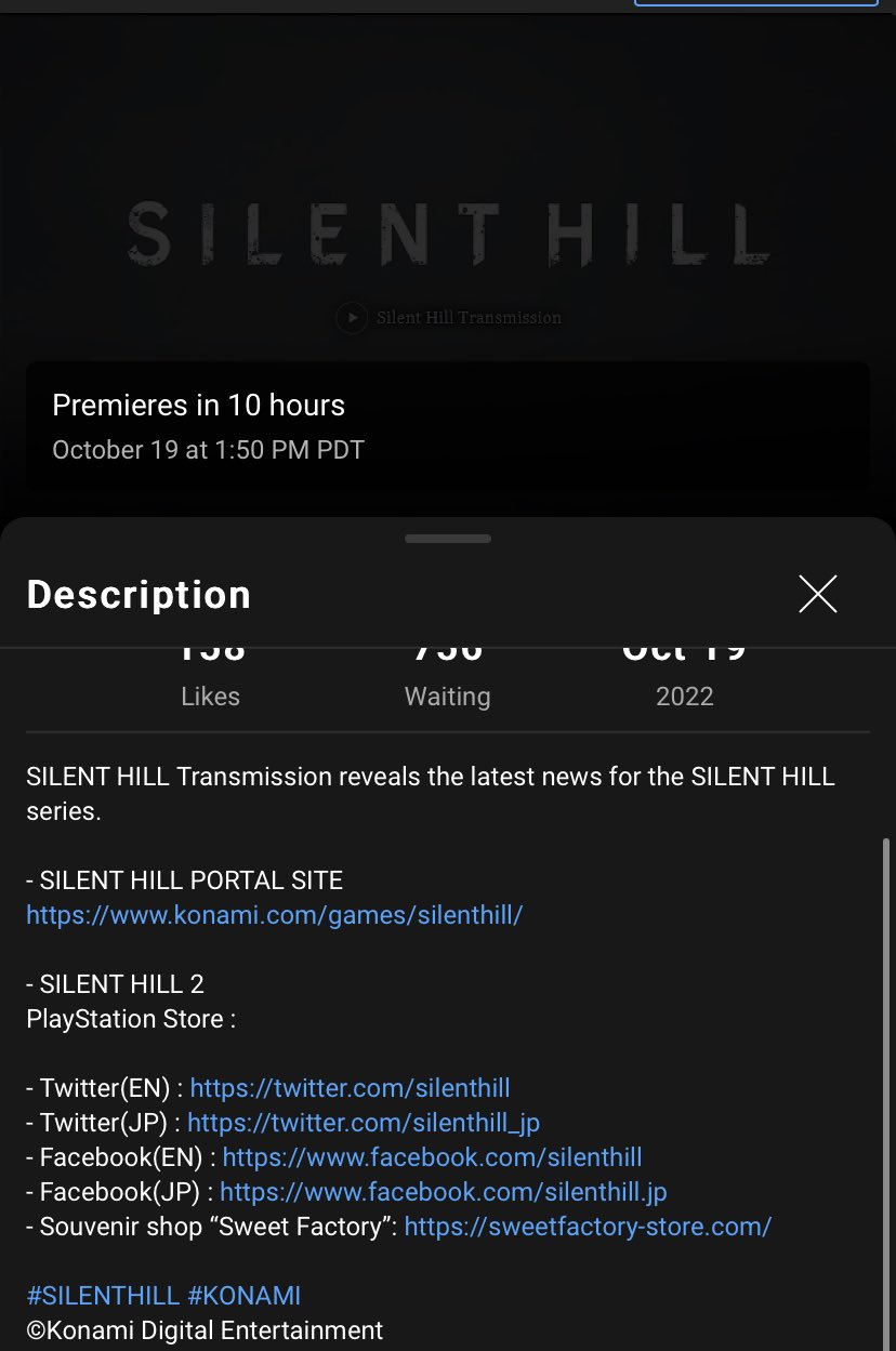 Konami will reveal what's next for the Silent Hill series on October 19th